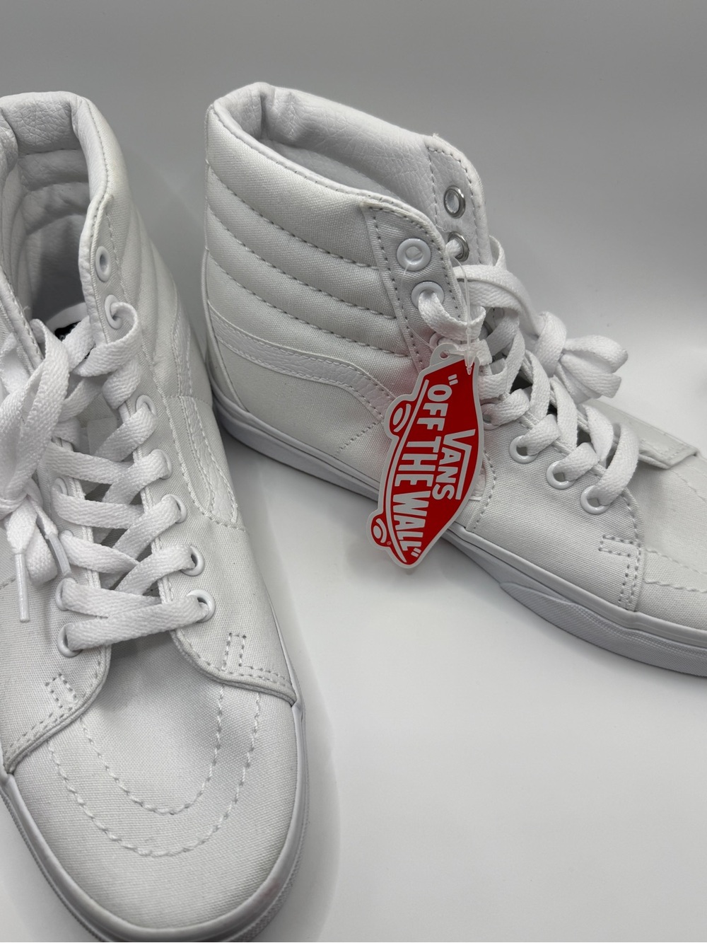 Vans White High-Top Skate Sneakers with Tags